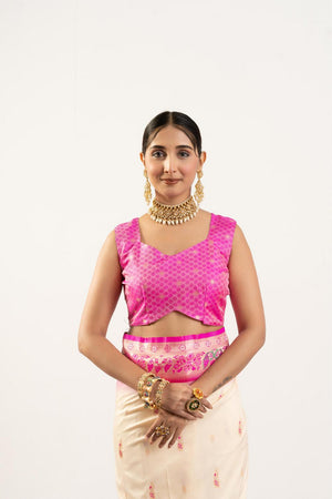 Cream Paithani Woven Banarasi Silk Saree (ACA7296)