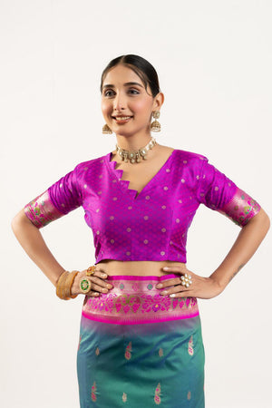 Turquoise Paithani Woven Banarasi Silk Saree (ACA7297)