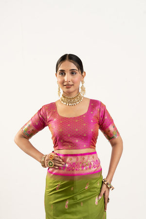 Mehendi Paithani Woven Banarasi Silk Saree (ACA7298)