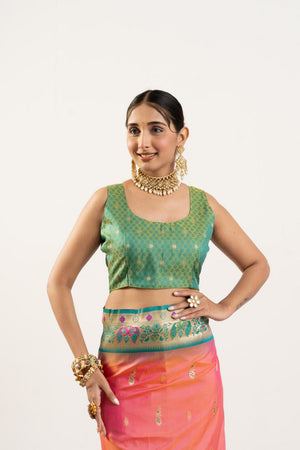 Peach Paithani Woven Banarasi Silk Saree (ACA7299)