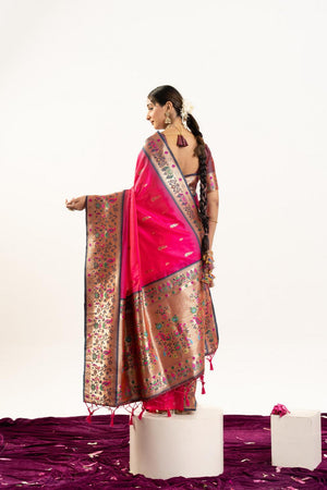 Pink Paithani Woven Banarasi Silk Saree (ACA7300)