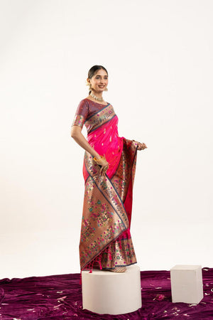 Pink Paithani Woven Banarasi Silk Saree (ACA7300)