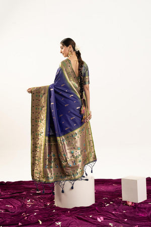 Blue Paithani Woven Banarasi Silk Saree (ACA7301)