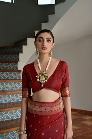 Brown Woven Silk Paithani Saree (ACA7462)