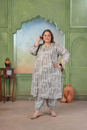 Grey Printed Rayon Kurti Pant Set (ACA7481)