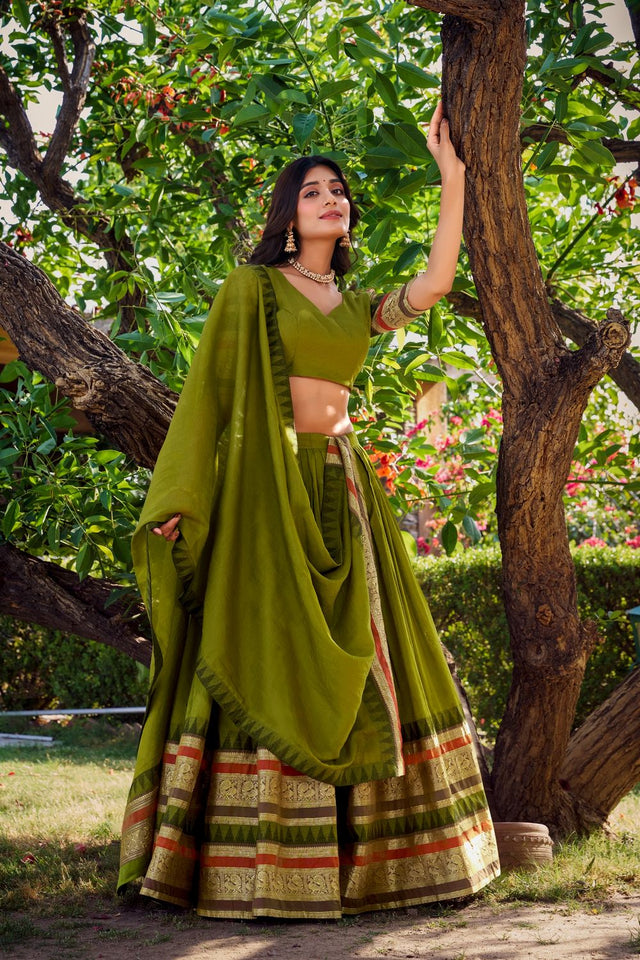 Mehendi Woven Chanderi Lehenga (ACA7563)