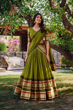 Mehendi Woven Chanderi Lehenga (ACA7563)