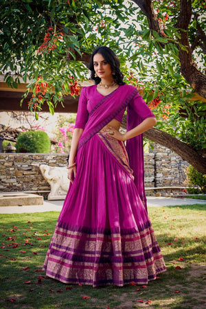 Pink Woven Chanderi Lehenga (ACA7564)