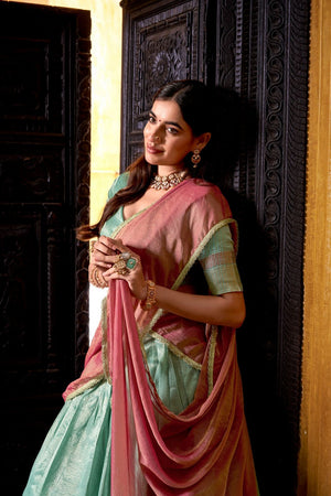Blue Woven Silk Lehenga (ACA7568)