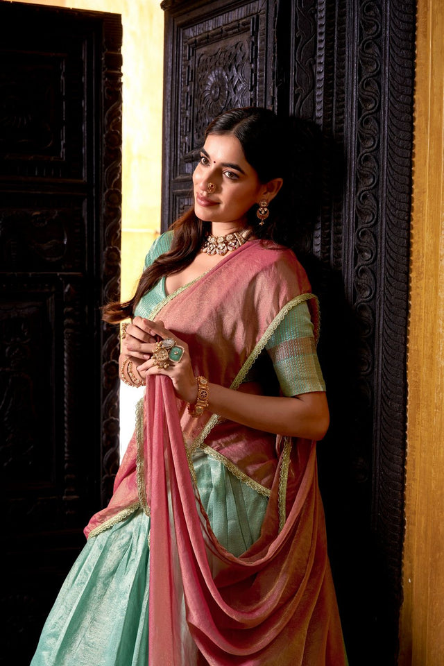 Blue Woven Silk Lehenga (ACA7568)