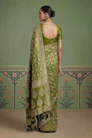 Mehendi Floral Woven Silk Saree (ACA7633)