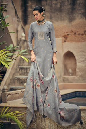 Grey Woven Cotton Blend Straight Cut Suit (ACA7657)
