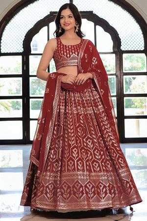 Maroon Sequin Georgette Lehenga (ACA7696)
