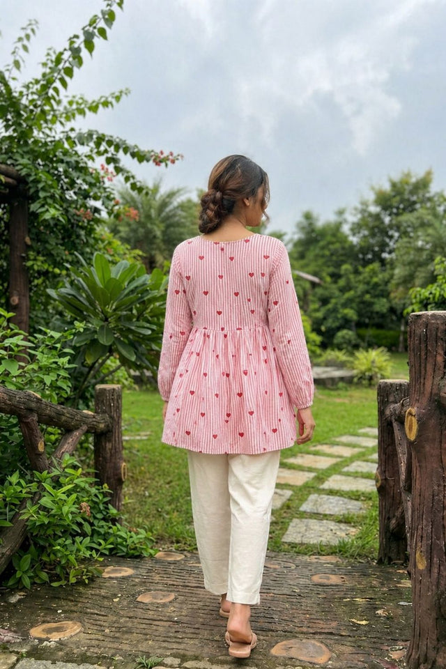Pink Embroidered Cotton Top & Bottom Set (ACA7713)