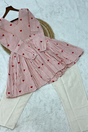 Pink Embroidered Cotton Top & Bottom Set (ACA7713)