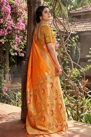 Yellow Woven Soft Silk Saree (ACA7760)