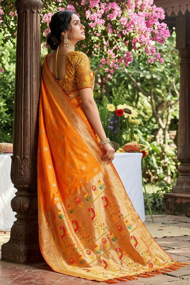 Yellow Woven Soft Silk Saree (ACA7760)