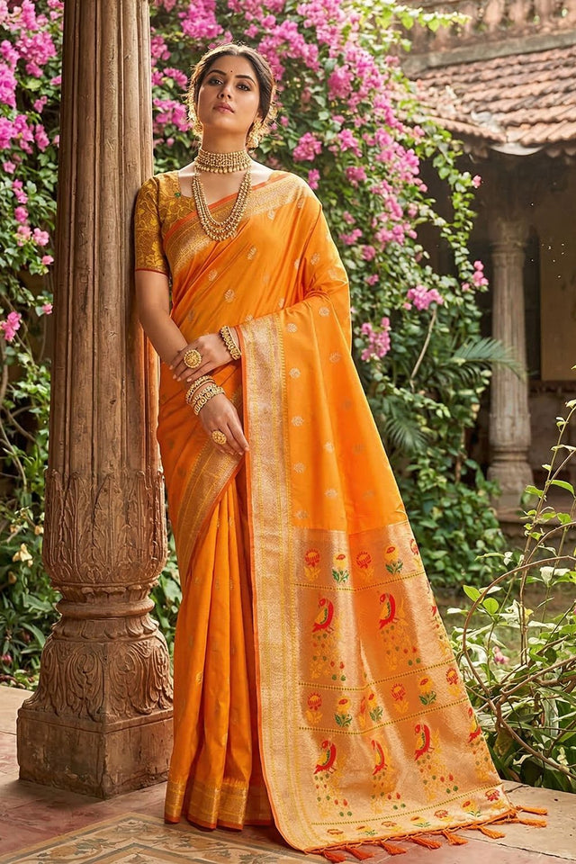 Yellow Woven Soft Silk Saree (ACA7760)