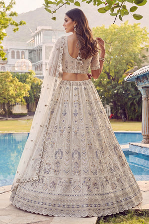 White Sequin with Embroidered Net Lehenga (ACA7783)