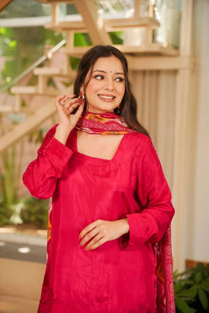 Pink Solid Silk Palazzo Suit (ACA7848)