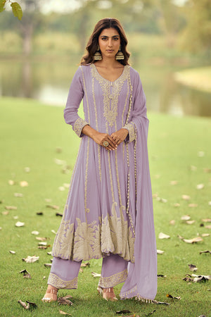 Lavender Beads Embossed Georgette Anarkali Suit (ACA8023)