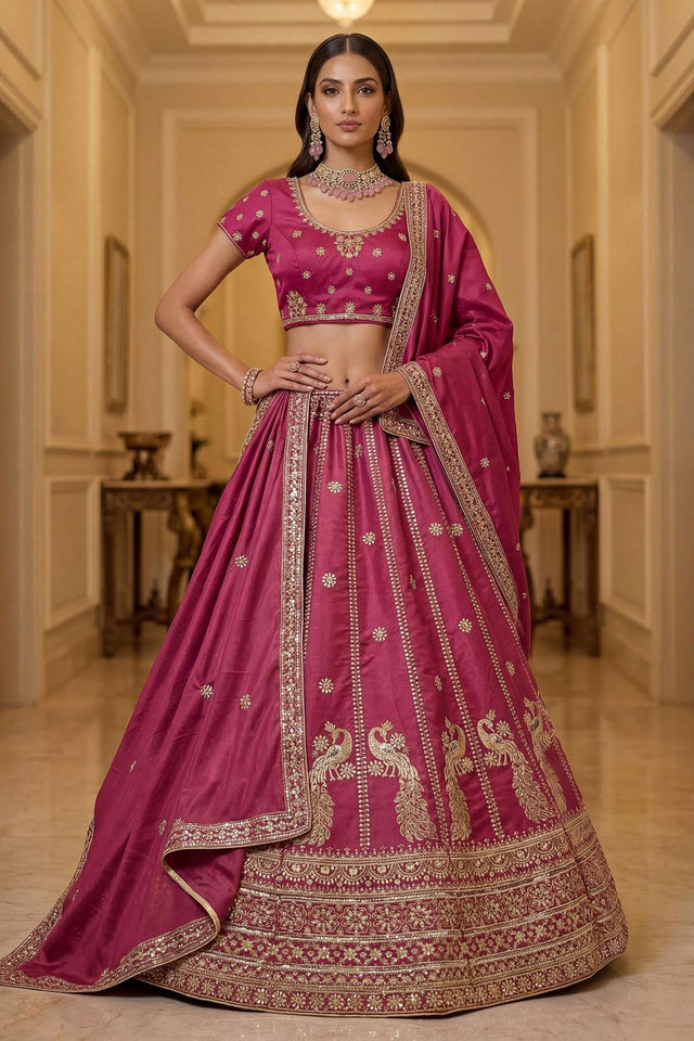 Pink Sequin with Embroidered Silk Lehenga (ACA8036)