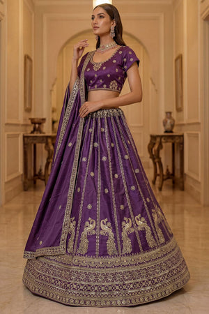 Violet Sequin with Embroidered Silk Lehenga (ACA8038)