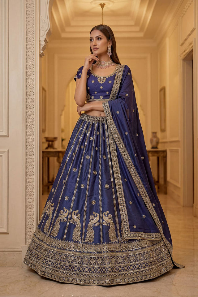 Violet Sequin with Embroidered Silk Lehenga (ACA8041)