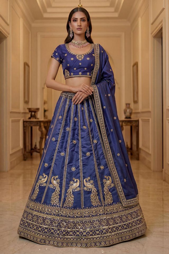 Violet Sequin with Embroidered Silk Lehenga (ACA8041)