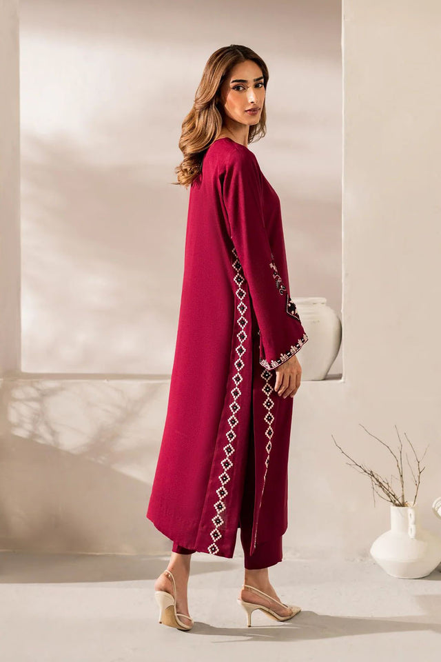 Maroon Embroidered Chanderi Straight Cut Suit (ACA8050)