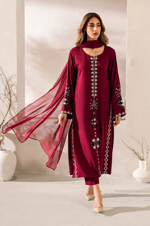 Maroon Embroidered Chanderi Straight Cut Suit (ACA8050)