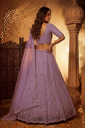 Pink Sequin with Embroidered Net Lehenga (ACA8078)