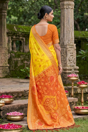 Yellow Woven Silk Saree (ACA8135)