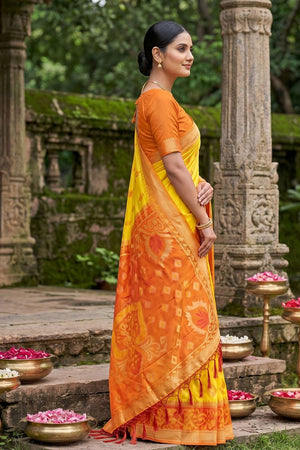 Yellow Woven Silk Saree (ACA8135)