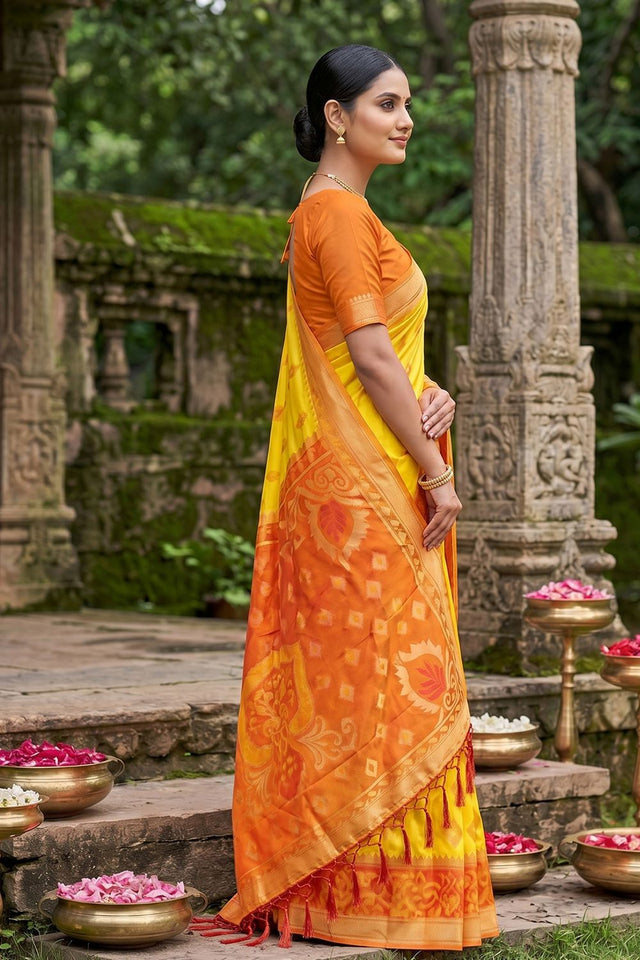 Yellow Woven Silk Saree (ACA8135)
