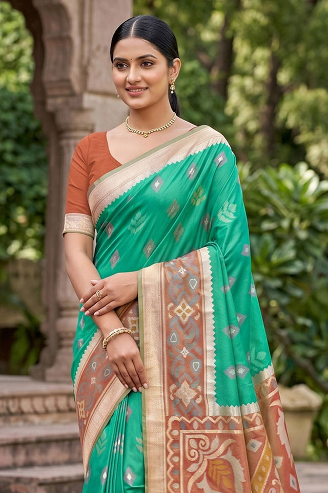 Green Woven Silk Saree (ACA8136)