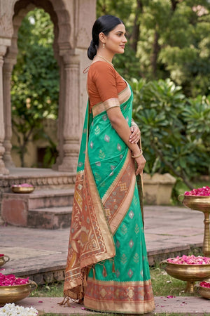 Green Woven Silk Saree (ACA8136)