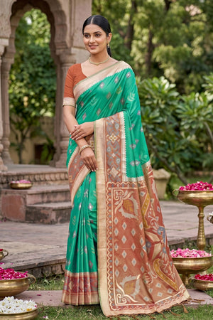 Green Woven Silk Saree (ACA8136)