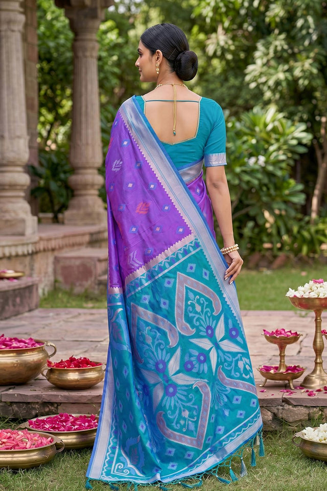Violet Woven Silk Saree (ACA8138)
