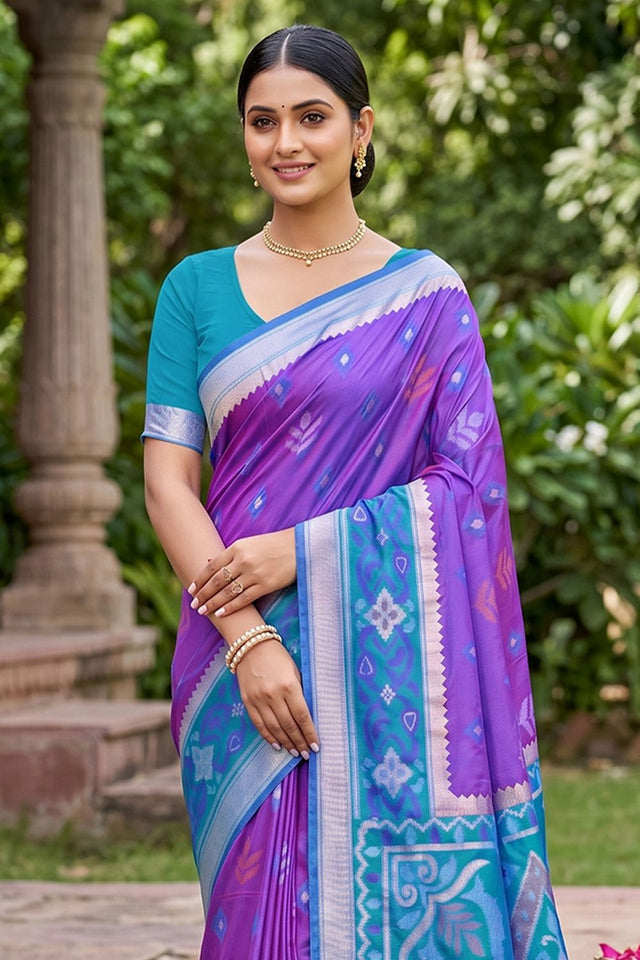 Violet Woven Silk Saree (ACA8138)