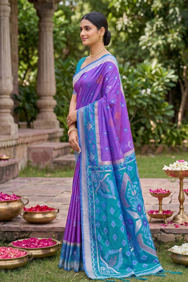 Violet Woven Silk Saree (ACA8138)