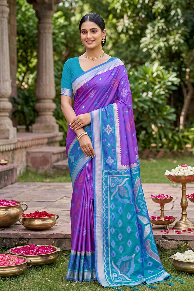 Violet Woven Silk Saree (ACA8138)