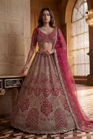 Pink Embroidered Net Lehenga (ACA8172)