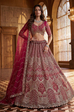 Pink Embroidered Net Lehenga (ACA8172)
