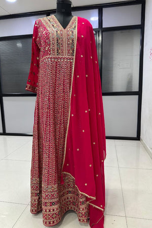 Pink Embroidered Georgette Gown (ACA8245)