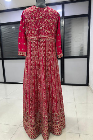 Pink Embroidered Georgette Gown (ACA8245)