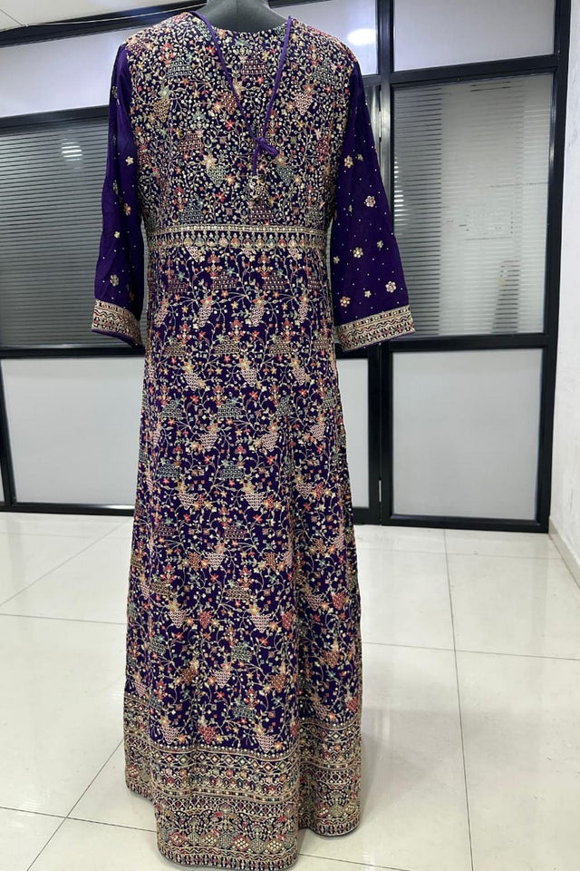 Violet Embroidered Georgette Gown (ACA8246)