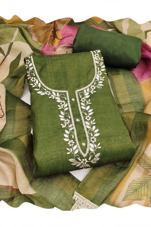Mehendi Embroidered Cotton Blend Kurti Pant Set (ACA8280)