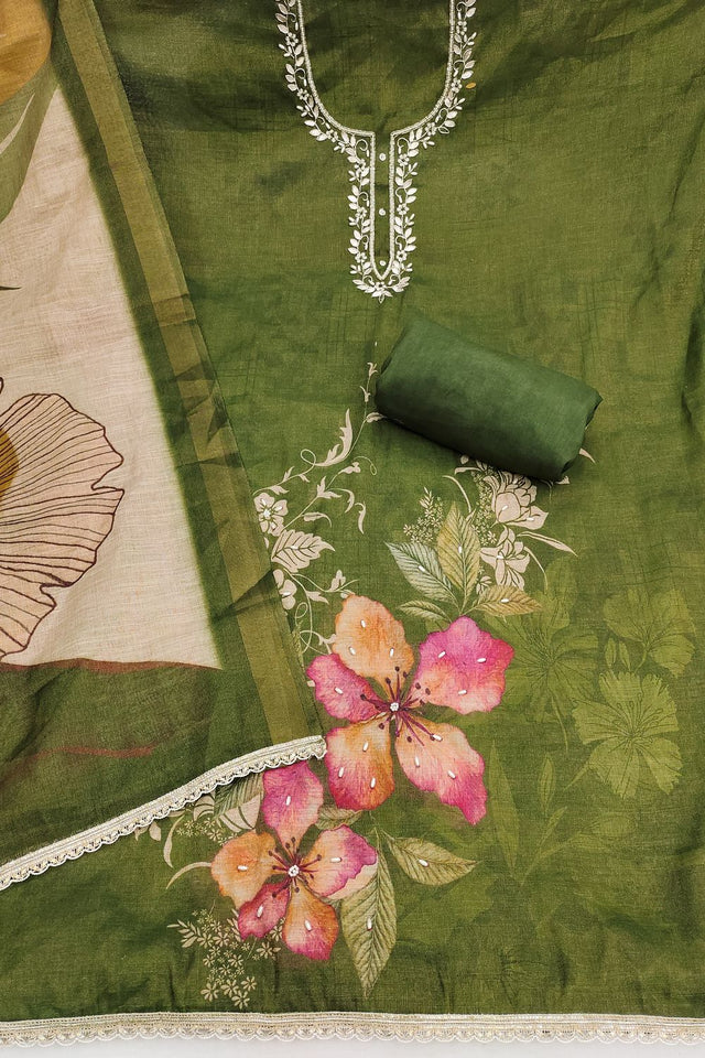 Mehendi Embroidered Cotton Blend Kurti Pant Set (ACA8280)