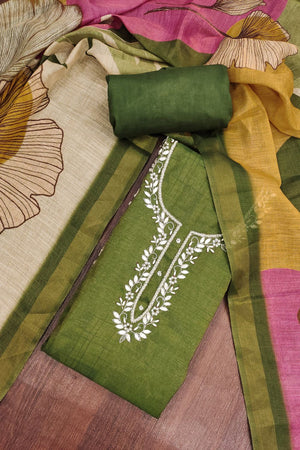Mehendi Embroidered Cotton Blend Kurti Pant Set (ACA8280)